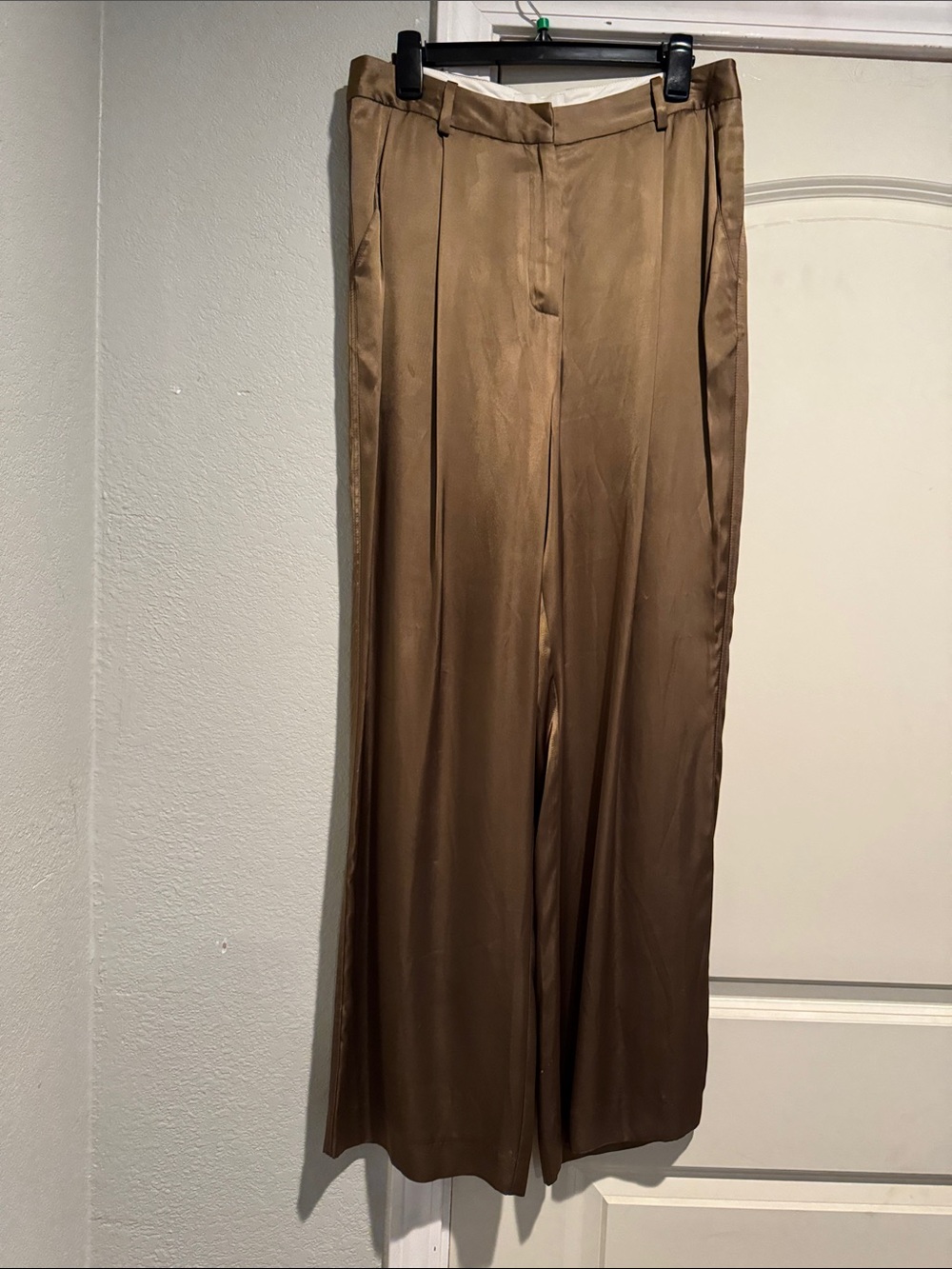 Loulou Studio Brown Satin Boot-Cut Pants